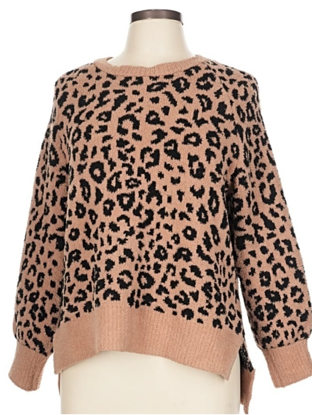 Leopard Print Crewneck Sweater .